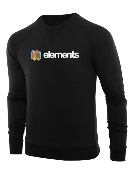 Allmade Deep Black Organic French Terry Crewneck Sweatshirt w/Elements Logo