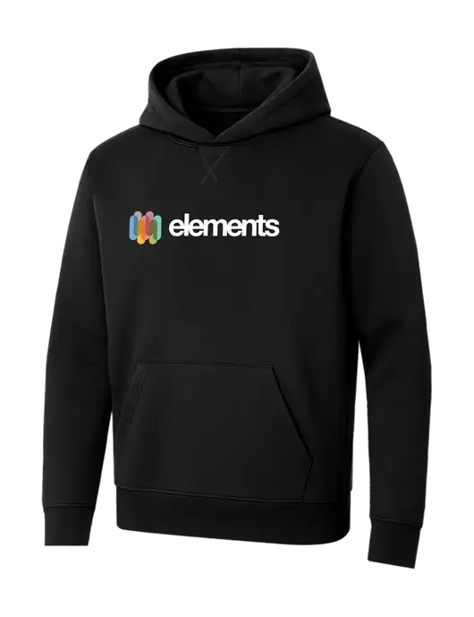 Allmade Deep Black Organic French Terry Pullover Hoodie w/Elements Logo