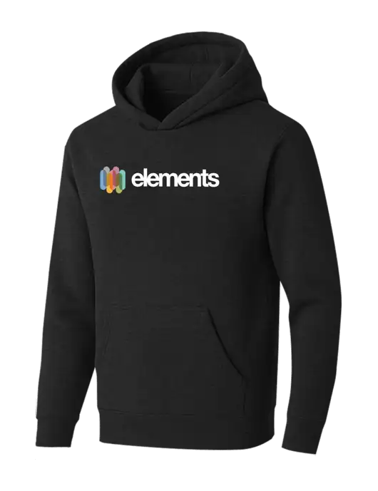 BELLA+CANVAS Black Heather Sponge Fleece Pullover Hoodie w/Elements Logo