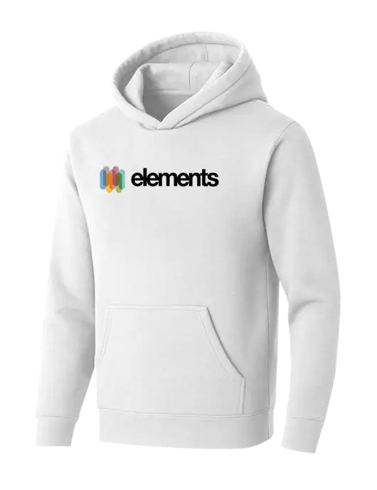 BELLA+CANVAS Heathered White Sponge Fleece Pullover Hoodie w/Elements Logo