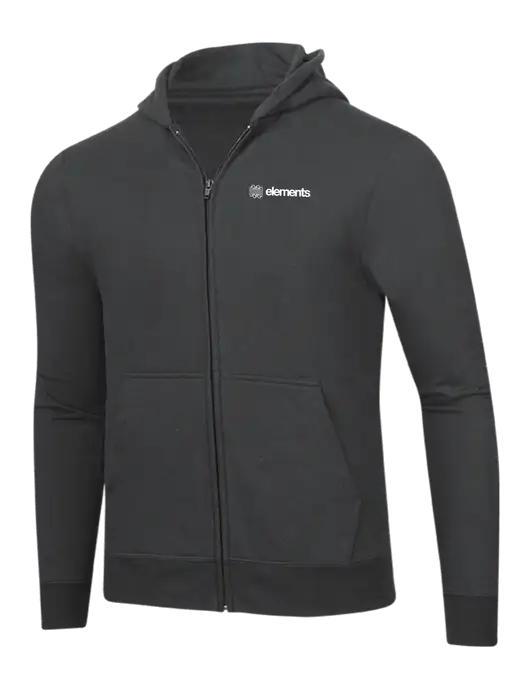 Charcoal 8.5 oz Ring Spun Zip Hooded Sweatshirt w/Elements Logo