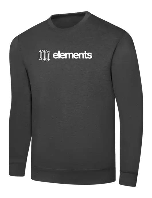Dark Heather Grey 7.8 oz Ring Spun Crew Sweatshirt w/Elements Logo