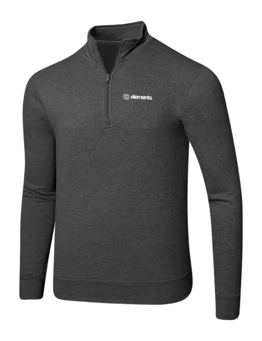 Dark Heather Grey 8.5 oz Ring Spun 1/4 Zip Pullover Sweatshirt w/Elements Logo