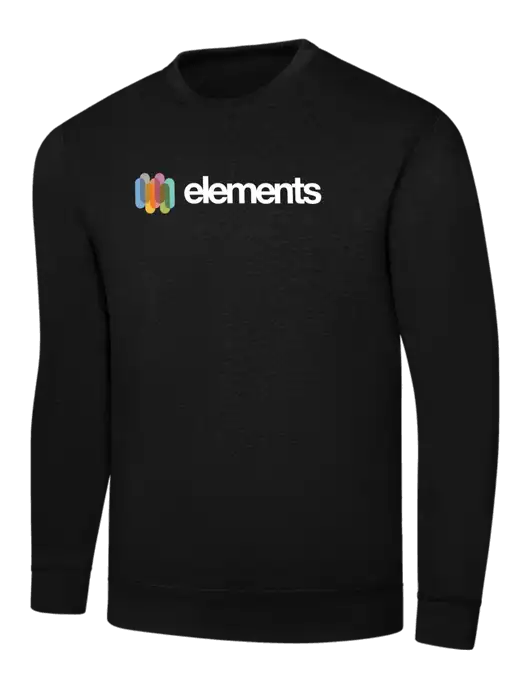 Black 7.8 oz Ring Spun Crew Sweatshirt w/Elements Logo