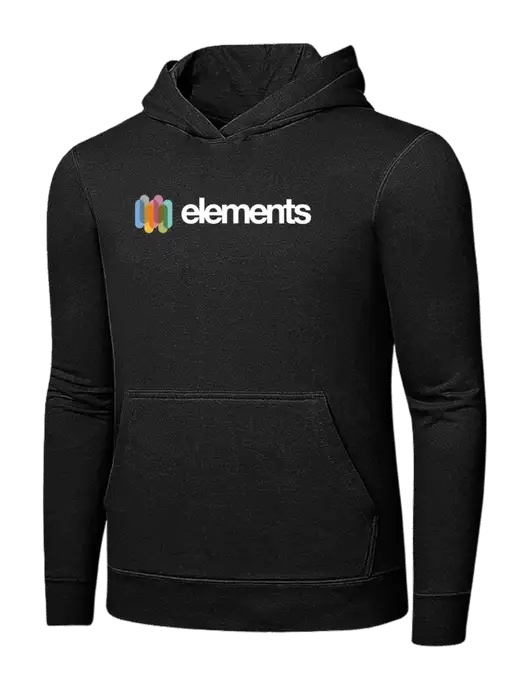 Jet Black 7.8 oz Ring Spun Hooded Sweatshirt w/Elements Logo