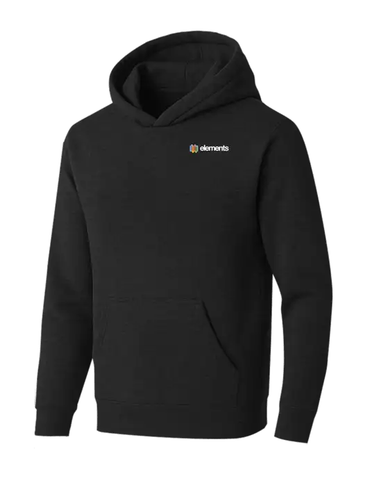 BELLA+CANVAS Black Heather Sponge Fleece Pullover Hoodie w/Elements Logo
