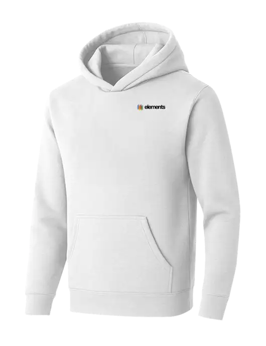 BELLA+CANVAS Heathered White Sponge Fleece Pullover Hoodie w/Elements Logo
