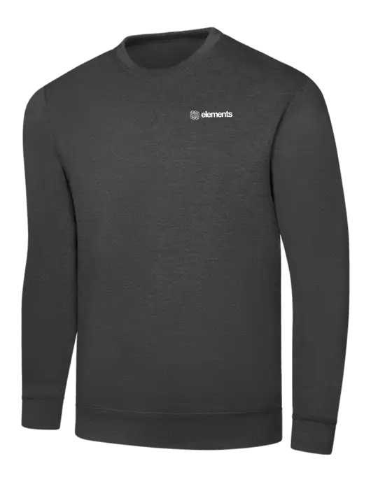 Dark Heather Grey 7.8 oz Ring Spun Crew Sweatshirt w/Elements Logo