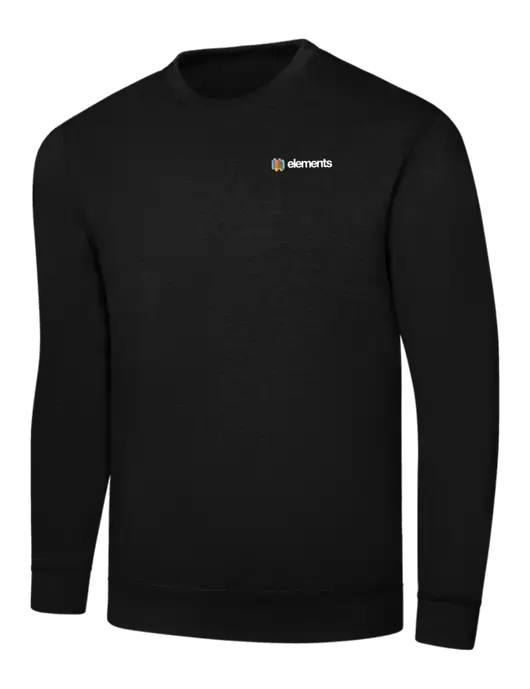 Black 7.8 oz Ring Spun Crew Sweatshirt w/Elements Logo