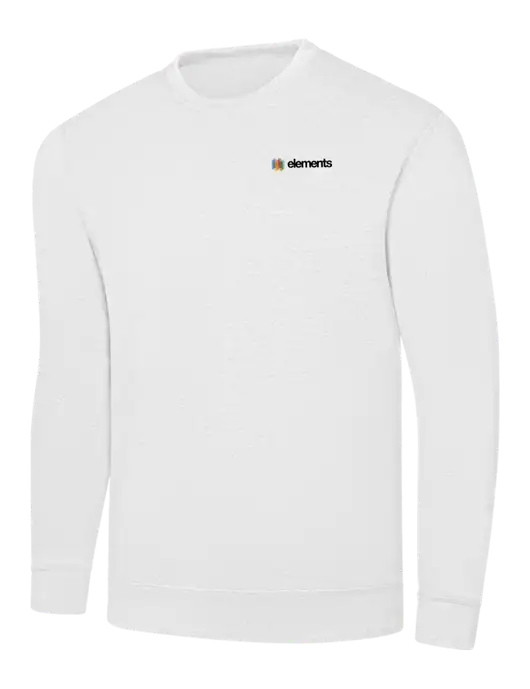 White 7.8 oz Ring Spun Crew Sweatshirt w/Elements Logo