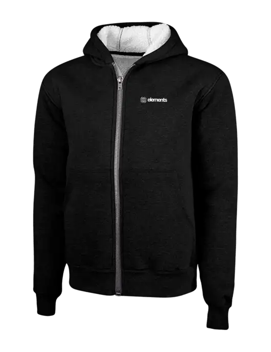 Cornerstone Black Heavyweight Sherpa Lined Hooded Fleece Jacket w/Elements Logo