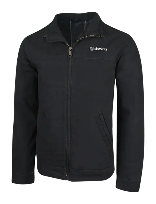 Cornerstone Black Washed Duck Cloth Flannel Lined Work Jacket w/Elements Logo