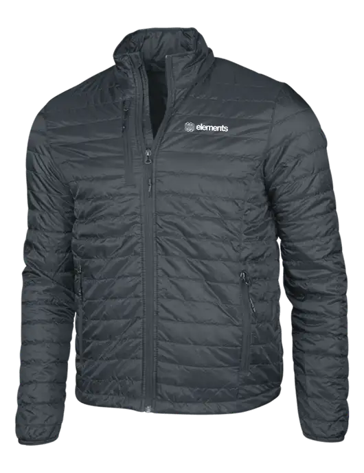 Dark Grey Puffy Packable Jacket w/Elements Logo
