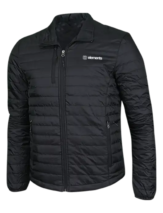 Deep Black Puffy Packable Jacket w/Elements Logo