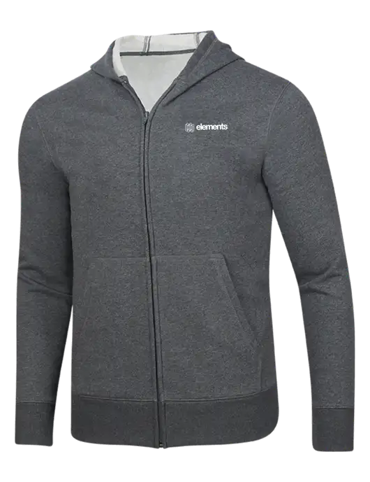 Full-Zip Dark Grey Heather Heavyweight Hooded Sweatshirt w/Elements Logo
