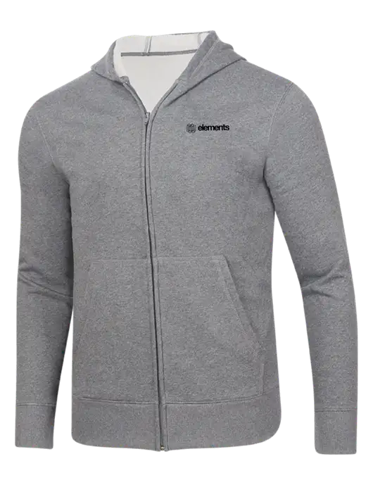 Full-Zip Medium Grey Heather Heavyweight Hooded Sweatshirt w/Elements Logo