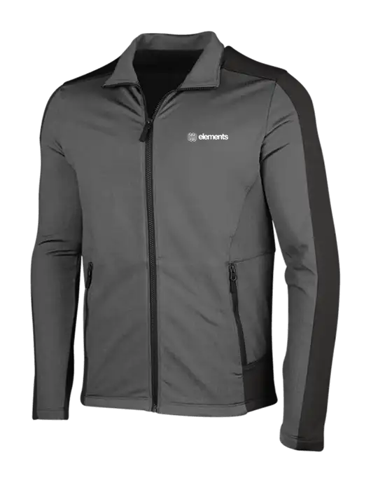 Medium Grey Heather Grid Fleece Jacket w/Elements Logo