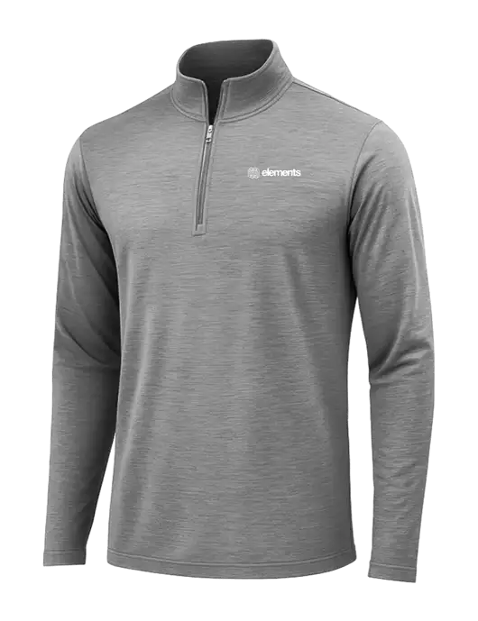 Dark Grey Heather Posicharge Tri-Blend Wicking 1/4 Zip Pullover w/Elements Logo