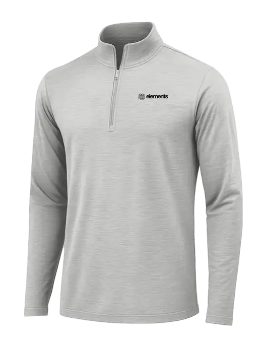 Light Grey Heather Posicharge Tri-Blend Wicking 1/4 Zip Pullover w/Elements Logo