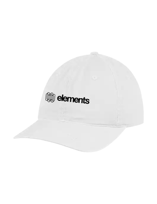 Garment Washed Unstructured Twill White Cap w/Elements Logo
