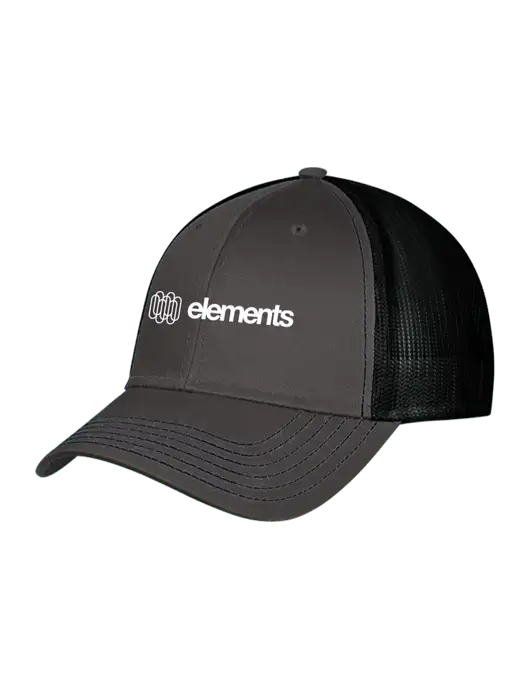Charcoal & Black Mesh Trucker Cap Snap Back w/Elements Logo