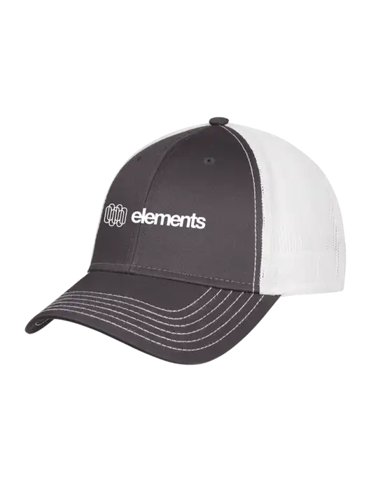 Dark Grey/White Mesh Trucker Cap Snap Back w/Elements Logo