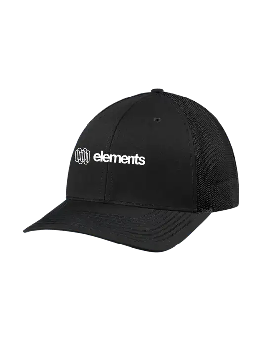 Richardson Adjustable Snapback Original 112 Trucker Cap Black w/Black Mesh w/Elements Logo