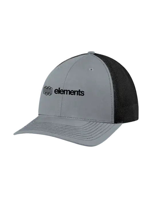 Richardson Adjustable Snapback Original 112 Trucker Cap Heather Grey w/Black Mesh w/Elements Logo