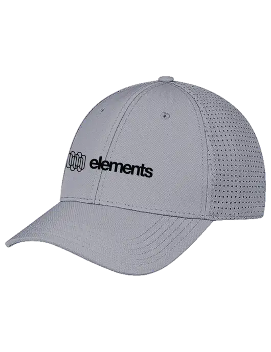 Grey Performance Stretchable Cap Hook & Loop w/Elements Logo