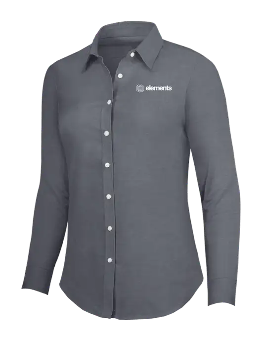 Dark Grey Womens SuperPro Oxford Shirt w/Elements Logo