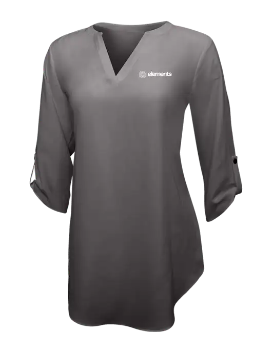 Dark Grey Womens 3/4 Sleeve Tunic Blouse w/Elements Logo