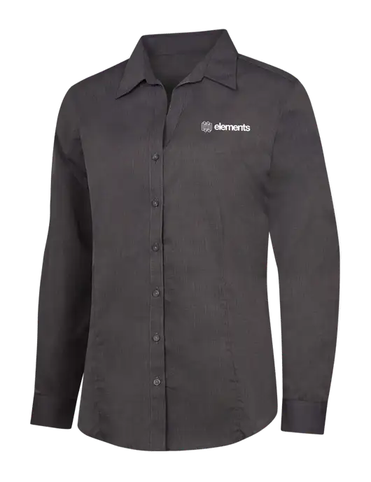 Womens Soft Black Crosshatch Easy Care Shirt w/Elements Logo