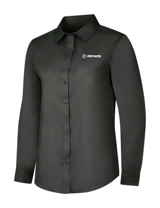 Dark Grey Womens Long Sleeve Superpro React Twill Shirt w/Elements Logo