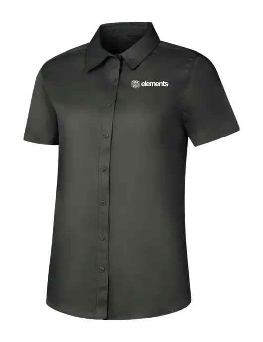 Womens Dark Grey Short Sleeve Superpro React Twill Shirt w/Elements Logo
