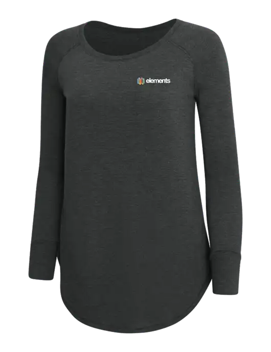 Womens Perfect Wide Collar Tunic Tri-Blend Black Frost 4.5 oz T-Shirt w/Elements Logo