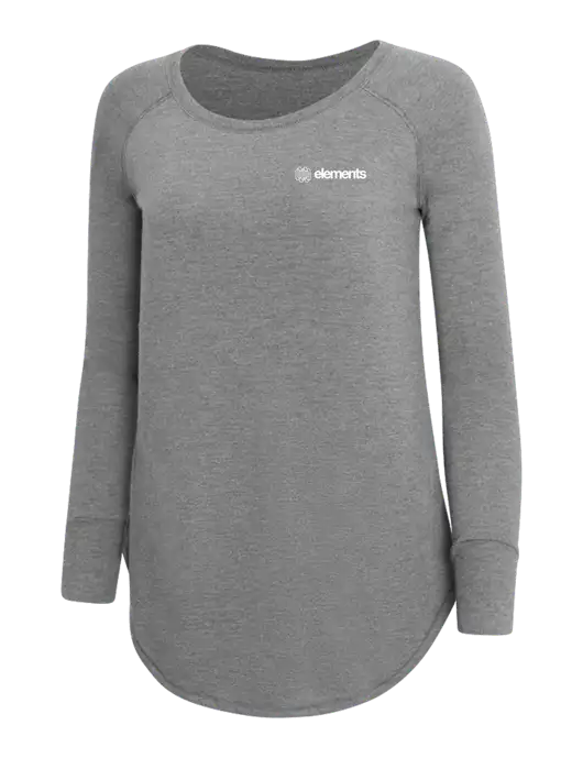 Womens Perfect Wide Collar Tunic Tri-Blend Grey Frost 4.5 oz T-Shirt w/Elements Logo