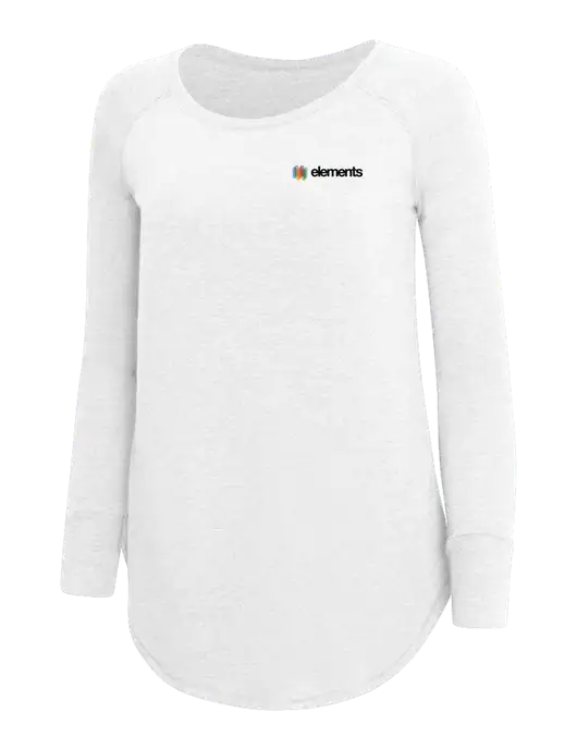 Womens Perfect Wide Collar Tunic Tri-Blend White 4.5 oz T-Shirt w/Elements Logo