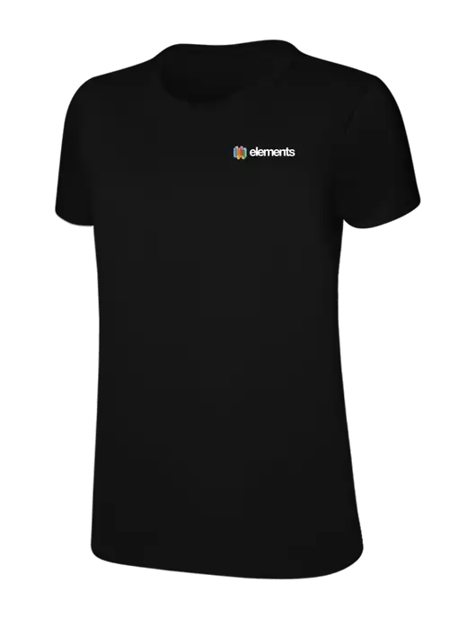 Womens Ring Spun Jet Black 4.5 oz T-Shirt w/Elements Logo