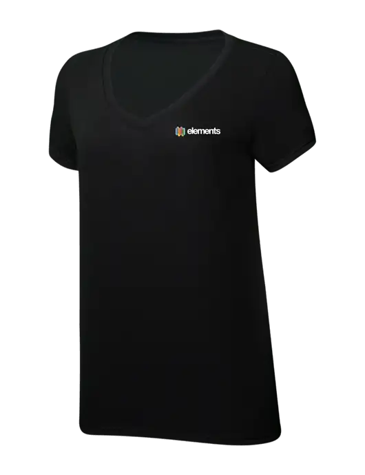 Womens Simply Soft V-Neck Black 4.5oz  Poly/Combed Ring Spun Cotton T-Shirt w/Elements Logo