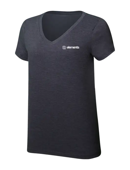 Womens Simply Soft V-Neck Heather Charcoal 4.5oz  Poly/Combed Ring Spun Cotton T-Shirt w/Elements Logo