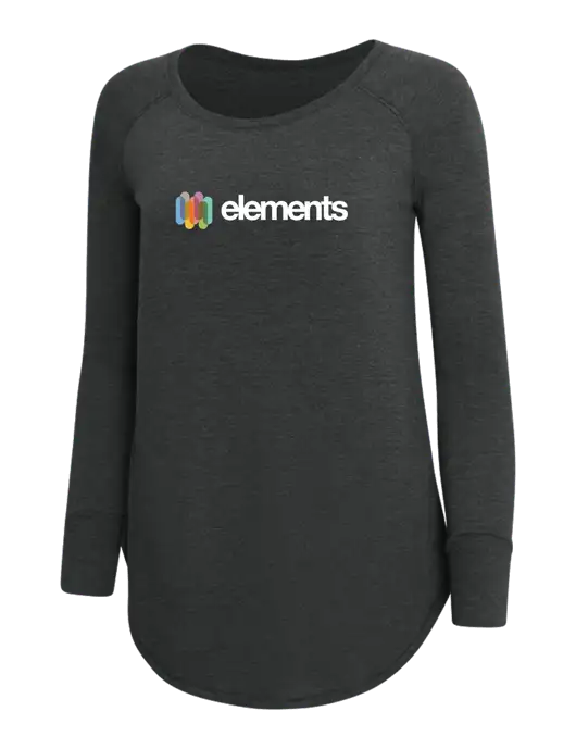 Womens Perfect Wide Collar Tunic Tri-Blend Black Frost 4.5 oz T-Shirt w/Elements Logo