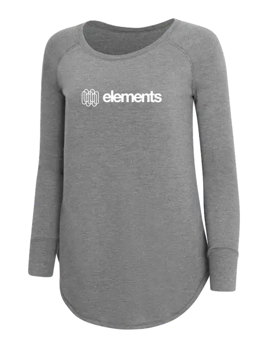 Womens Perfect Wide Collar Tunic Tri-Blend Grey Frost 4.5 oz T-Shirt w/Elements Logo