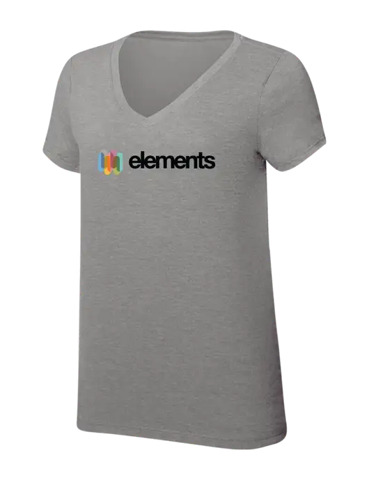 Womens Simply Soft V-Neck Grey Frost 4.5oz  Poly/Combed Ring Spun Cotton T-Shirt w/Elements Logo