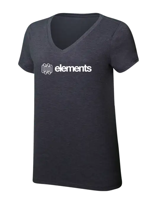 Womens Simply Soft V-Neck Heather Charcoal 4.5oz  Poly/Combed Ring Spun Cotton T-Shirt w/Elements Logo