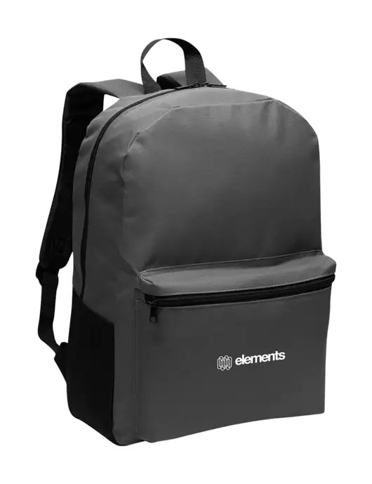 Casual Dark Charcoal Lightweight Laptop Backpack w/Elements Logo