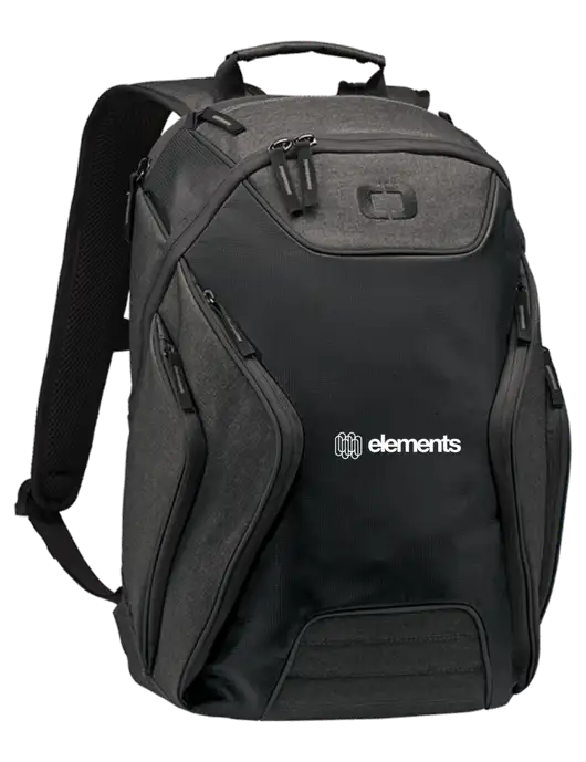 OGIO Black/Heather Grey Hatch Laptop Backpack
 w/Elements Logo