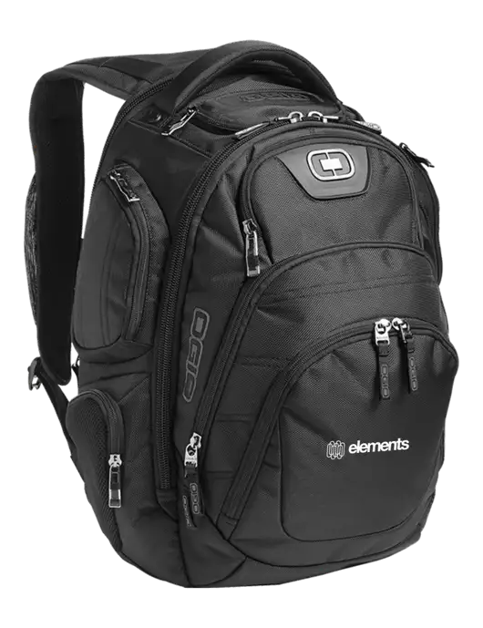 OGIO Black Stratagem Laptop Backpack w/Elements Logo