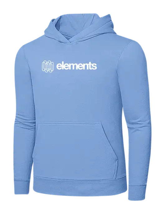 Light Blue 7.8. oz Ring Spun Hooded Sweatshirt w/Elements Logo