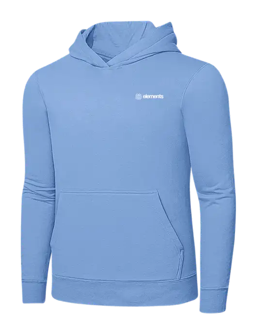 Light Blue 7.8. oz Ring Spun Hooded Sweatshirt w/Elements Logo