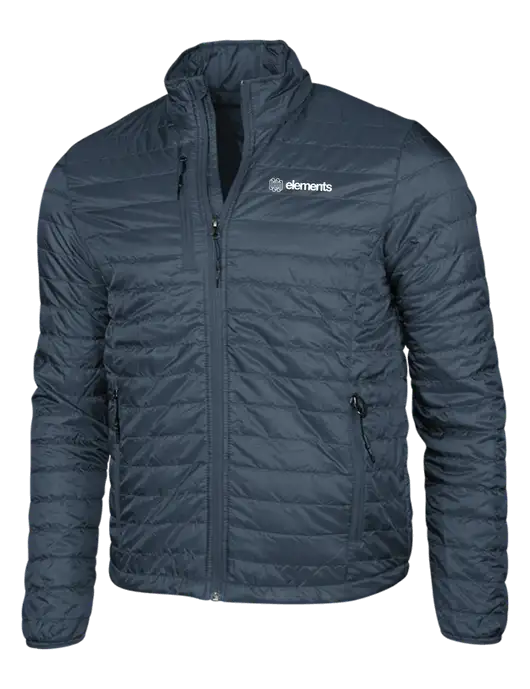 Navy Puffy Packable Jacket w/Elements Logo